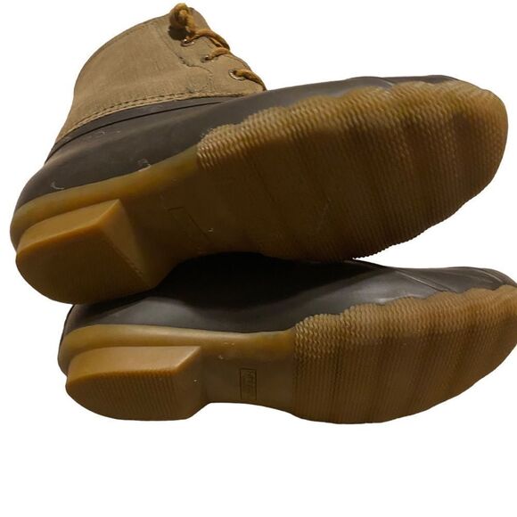 Sperry Wm’s Sz 7.5 Olive Brown Saltwater Ankle Zip Rain Duck Boots STS99729 - Picture 6 of 7